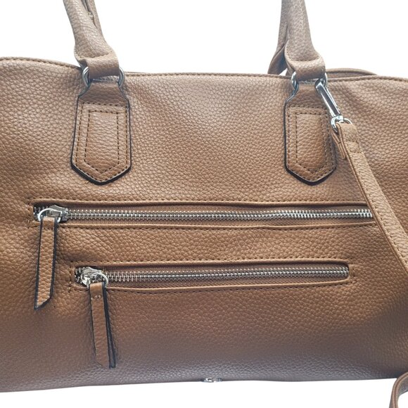 Kate & Alex Caffaro Handbag Brown Double Handle Crossbody Pebbled Faux Leather - Picture 2 of 10